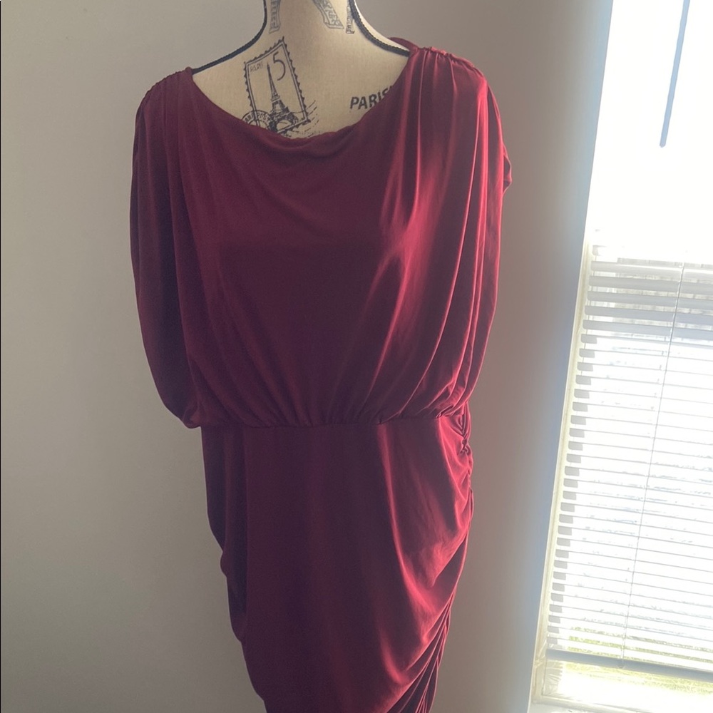 Torrid mini studio ruched burgundy dress size-3